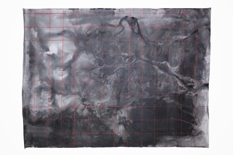 MAPA PARA CRUZAR 1. Acrílico, pastel graso y lápiz sobre lienzo, 132 cm x 96 cm, 2014.