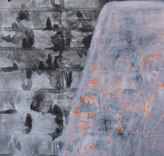 S/T. Acrílico sobre lienzo, papel, pegamento, 120 cm x 120 cm, 2015.